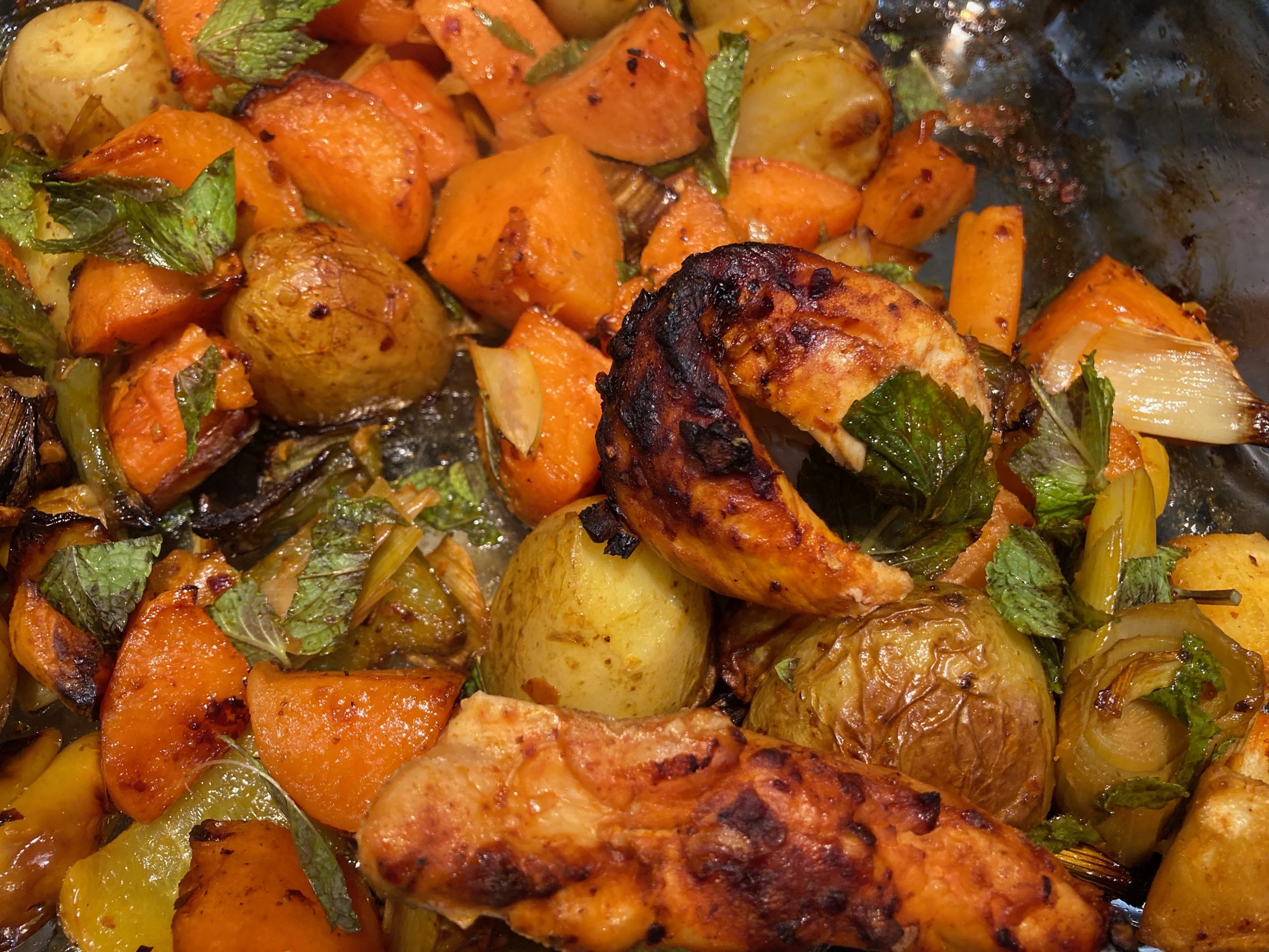 Lemon and harissa chicken with mint